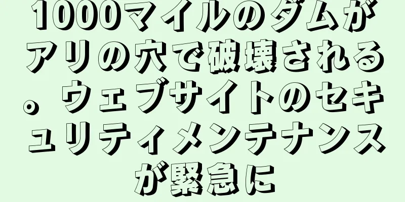 1000マイルのダムがアリの穴で破壊される。ウェブサイトのセキュリティメンテナンスが緊急に