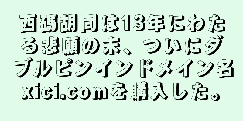 西碼胡同は13年にわたる悲願の末、ついにダブルピンインドメイン名xici.comを購入した。