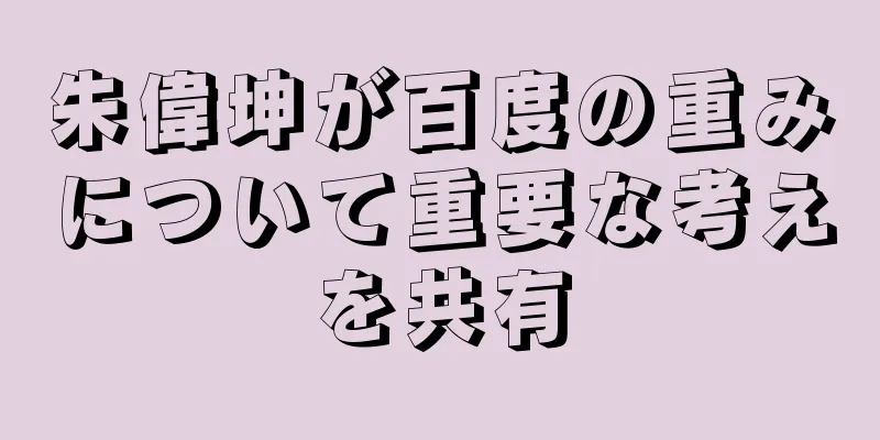 朱偉坤が百度の重みについて重要な考えを共有
