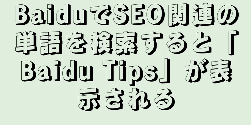 BaiduでSEO関連の単語を検索すると「Baidu Tips」が表示される