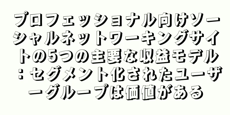 プロフェッショナル向けソーシャルネットワーキングサイトの5つの主要な収益モデル：セグメント化されたユーザーグループは価値がある