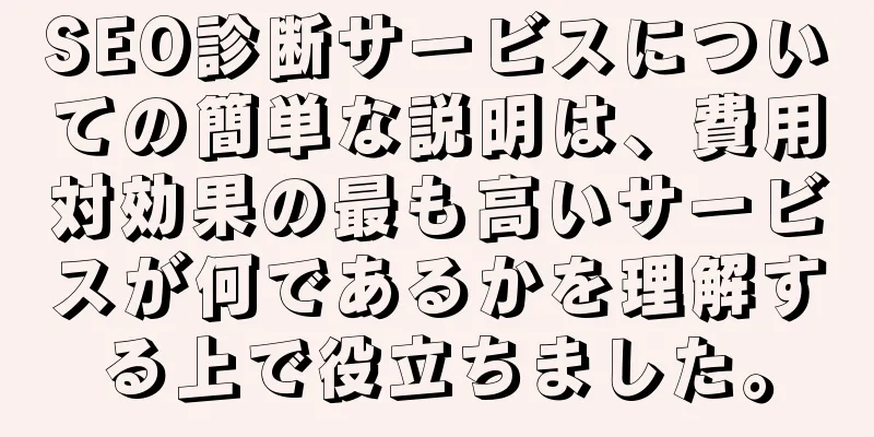 SEO診断サービスについての簡単な説明は、費用対効果の最も高いサービスが何であるかを理解する上で役立ちました。