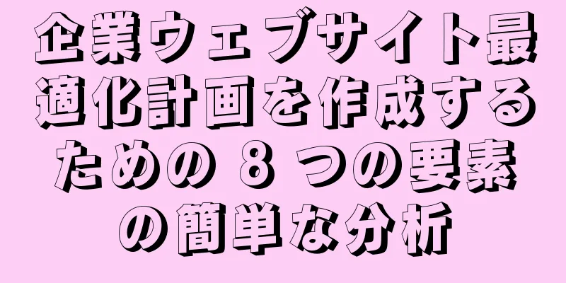 企業ウェブサイト最適化計画を作成するための 8 つの要素の簡単な分析