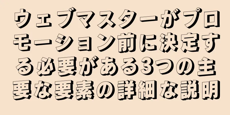 ウェブマスターがプロモーション前に決定する必要がある3つの主要な要素の詳細な説明