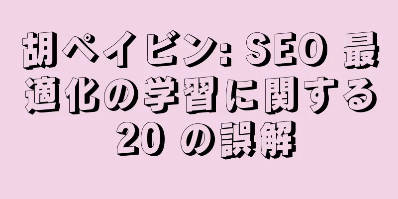 胡ペイビン: SEO 最適化の学習に関する 20 の誤解