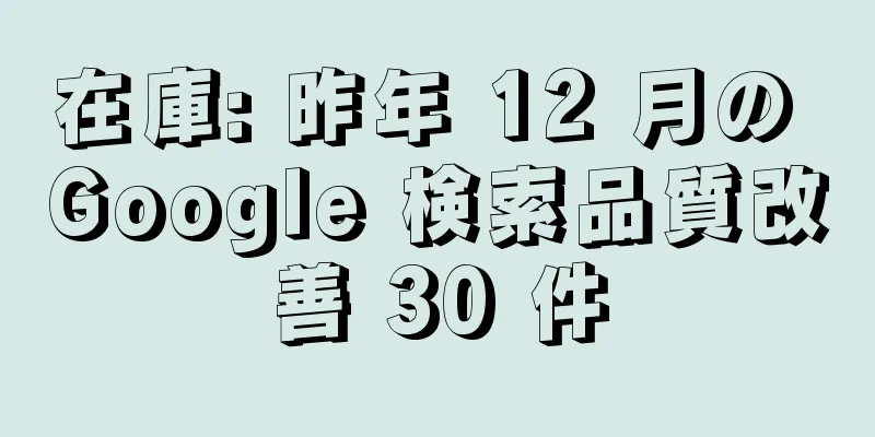 在庫: 昨年 12 月の Google 検索品質改善 30 件