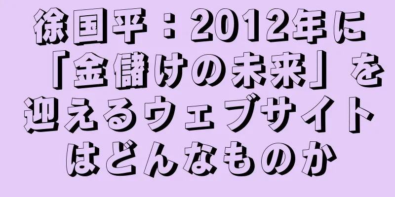 徐国平：2012年に「金儲けの未来」を迎えるウェブサイトはどんなものか