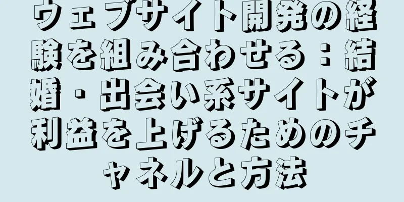 ウェブサイト開発の経験を組み合わせる：結婚・出会い系サイトが利益を上げるためのチャネルと方法