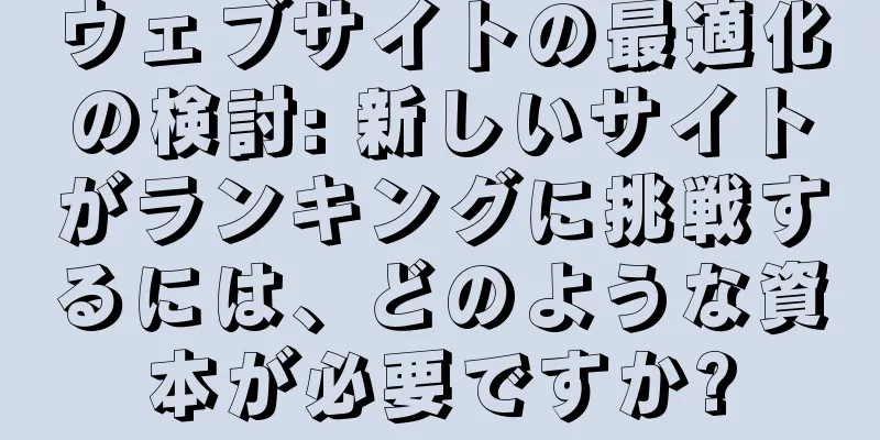 ウェブサイトの最適化の検討: 新しいサイトがランキングに挑戦するには、どのような資本が必要ですか?