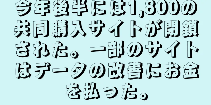 今年後半には1,800の共同購入サイトが閉鎖された。一部のサイトはデータの改善にお金を払った。