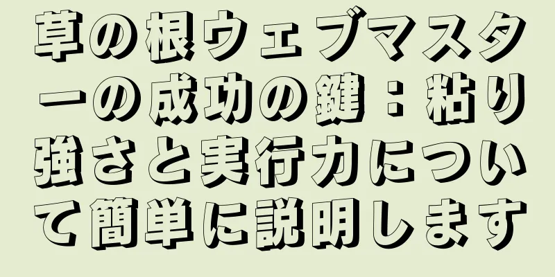 草の根ウェブマスターの成功の鍵：粘り強さと実行力について簡単に説明します