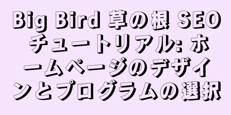 Big Bird 草の根 SEO チュートリアル: ホームページのデザインとプログラムの選択