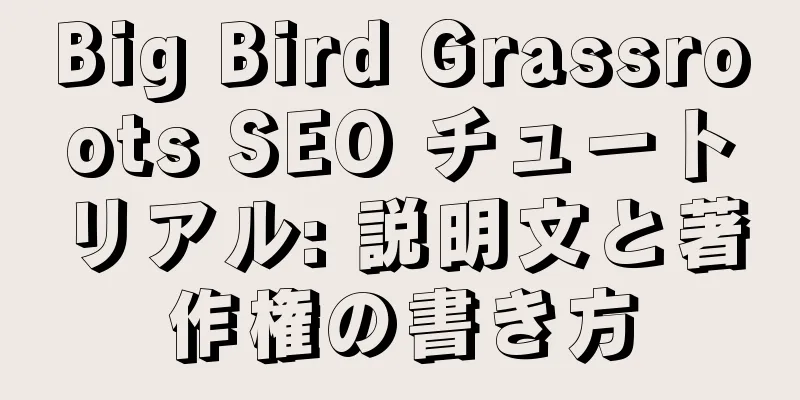 Big Bird Grassroots SEO チュートリアル: 説明文と著作権の書き方