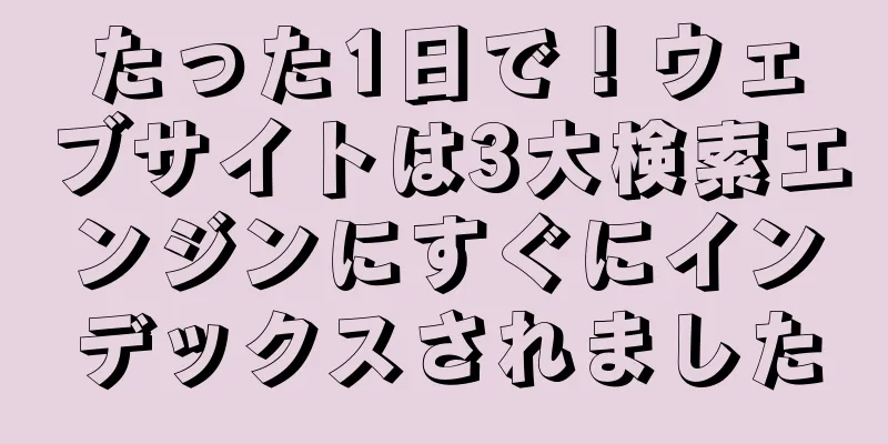 たった1日で！ウェブサイトは3大検索エンジンにすぐにインデックスされました
