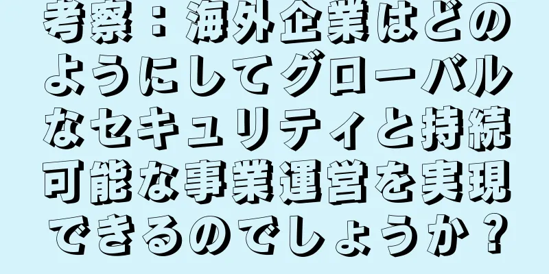 考察：海外企業はどのようにしてグローバルなセキュリティと持続可能な事業運営を実現できるのでしょうか？