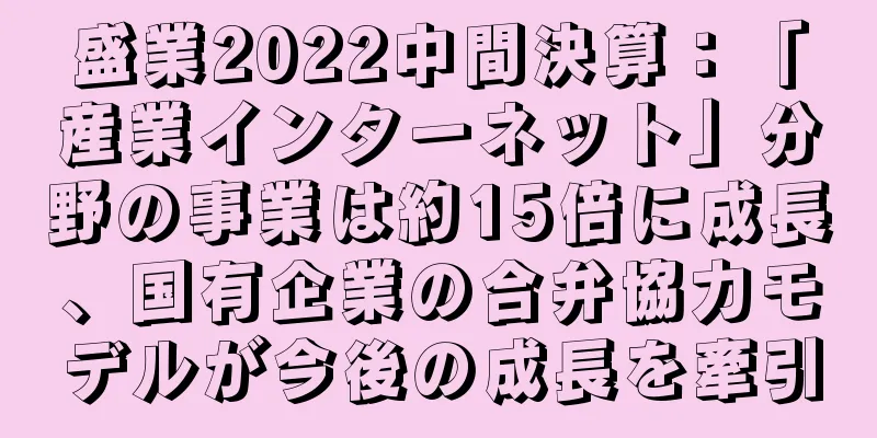 盛業2022中間決算：「産業インターネット」分野の事業は約15倍に成長、国有企業の合弁協力モデルが今後の成長を牽引