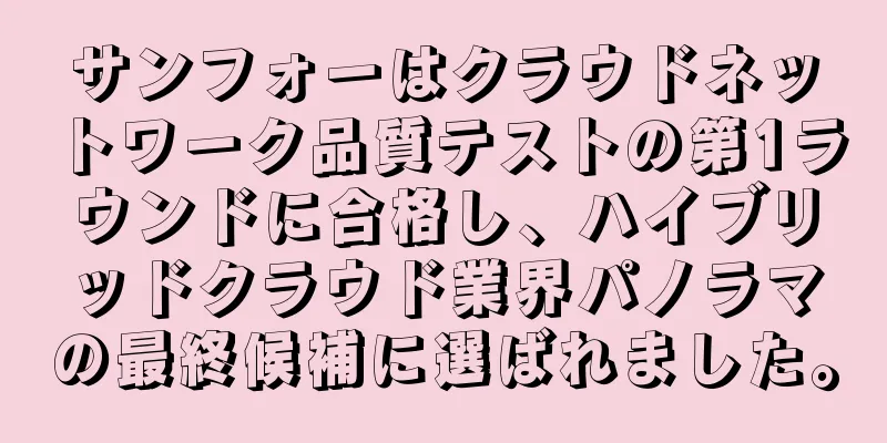 サンフォーはクラウドネットワーク品質テストの第1ラウンドに合格し、ハイブリッドクラウド業界パノラマの最終候補に選ばれました。