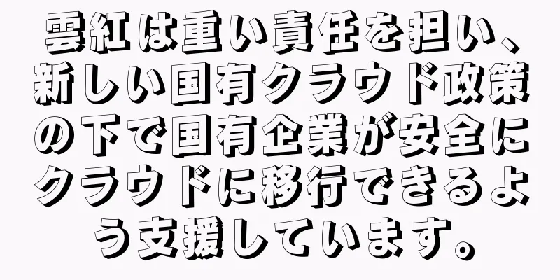 雲紅は重い責任を担い、新しい国有クラウド政策の下で国有企業が安全にクラウドに移行できるよう支援しています。
