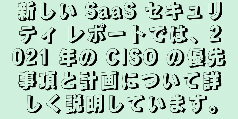 新しい SaaS セキュリティ レポートでは、2021 年の CISO の優先事項と計画について詳しく説明しています。