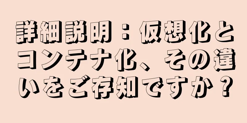 詳細説明：仮想化とコンテナ化、その違いをご存知ですか？