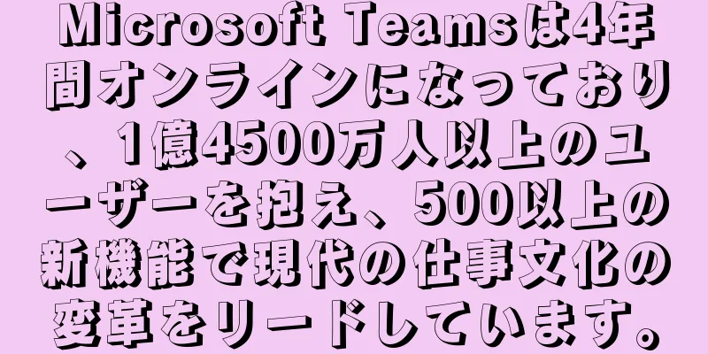 Microsoft Teamsは4年間オンラインになっており、1億4500万人以上のユーザーを抱え、500以上の新機能で現代の仕事文化の変革をリードしています。