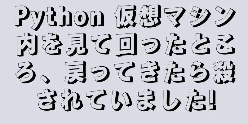 Python 仮想マシン内を見て回ったところ、戻ってきたら殺されていました!