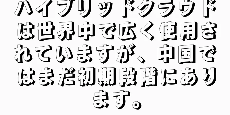 ハイブリッドクラウドは世界中で広く使用されていますが、中国ではまだ初期段階にあります。