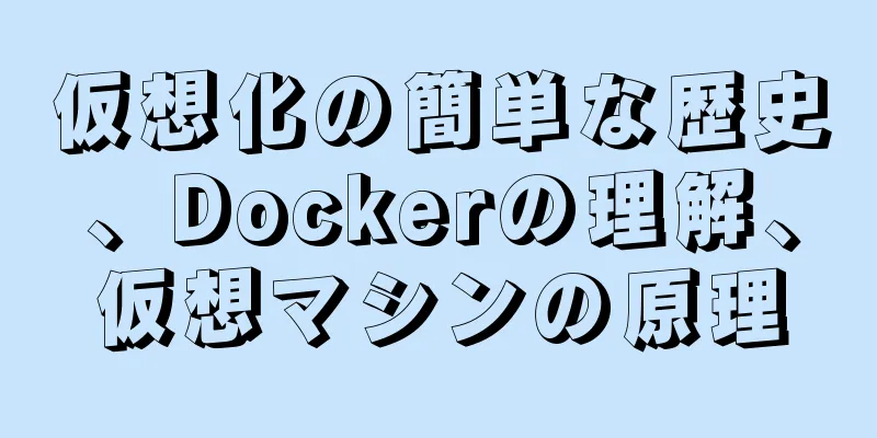 仮想化の簡単な歴史、Dockerの理解、仮想マシンの原理