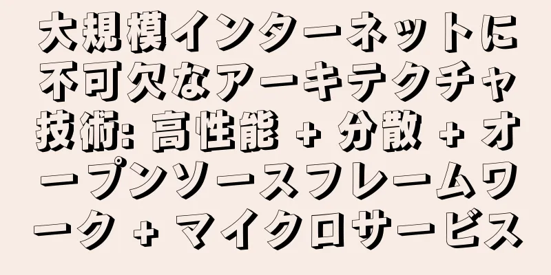 大規模インターネットに不可欠なアーキテクチャ技術: 高性能 + 分散 + オープンソースフレームワーク + マイクロサービス