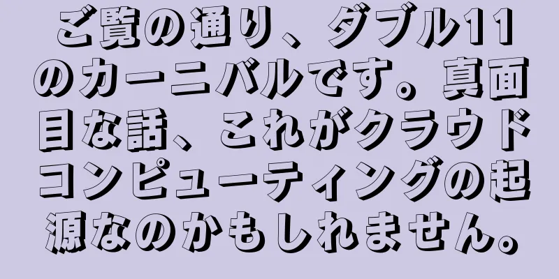 ご覧の通り、ダブル11のカーニバルです。真面目な話、これがクラウドコンピューティングの起源なのかもしれません。