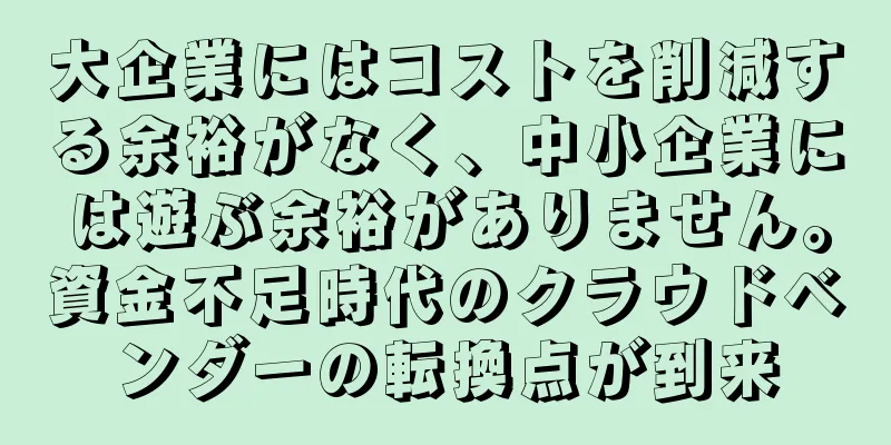 大企業にはコストを削減する余裕がなく、中小企業には遊ぶ余裕がありません。資金不足時代のクラウドベンダーの転換点が到来