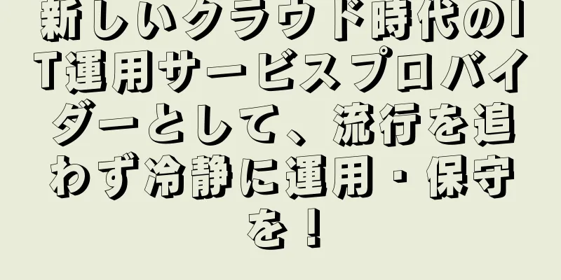 新しいクラウド時代のIT運用サービスプロバイダーとして、流行を追わず冷静に運用・保守を！