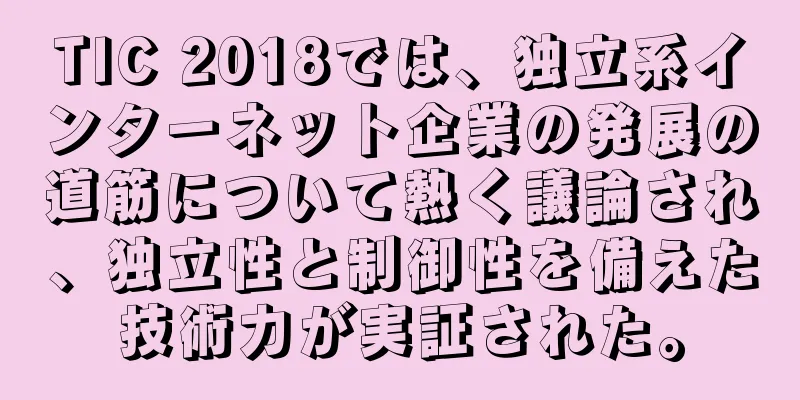 TIC 2018では、独立系インターネット企業の発展の道筋について熱く議論され、独立性と制御性を備えた技術力が実証された。