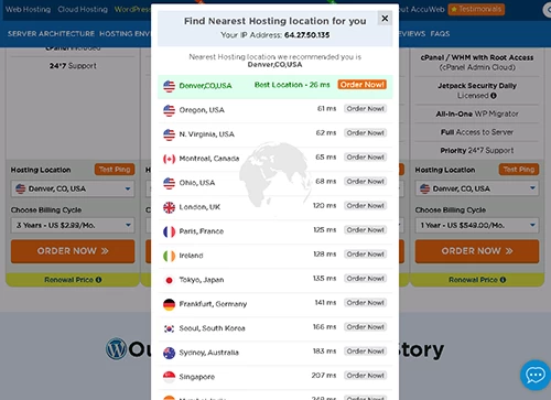 AccuWebHosting 网络检查