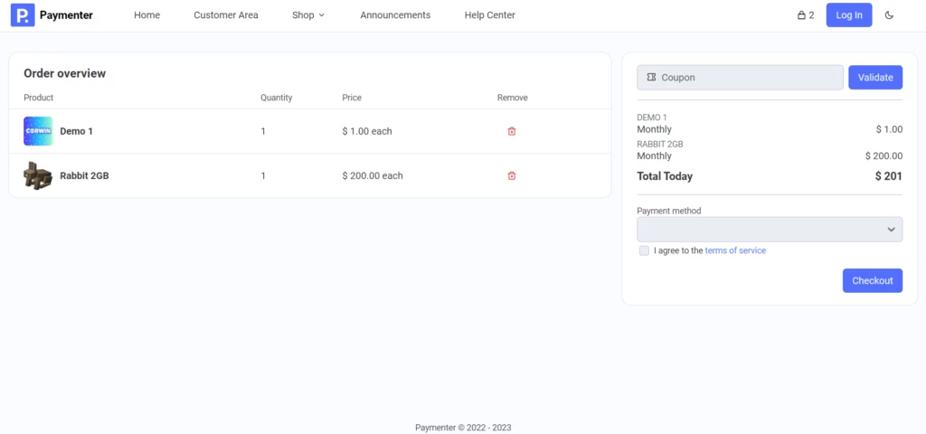 支付方客户端界面