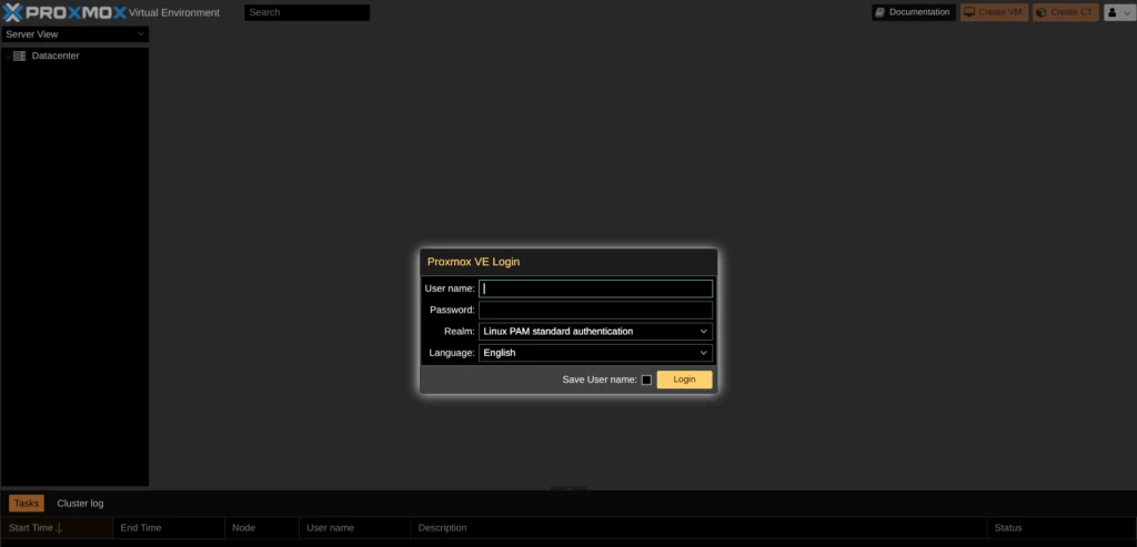Proxmox VE 图形界面