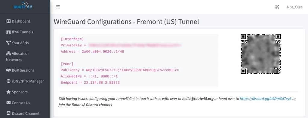 Route48 Wireguard IPv6隧道配置