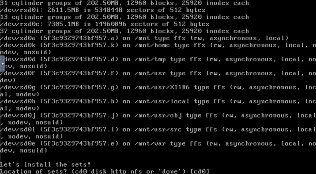 OpenBSD 完成分区