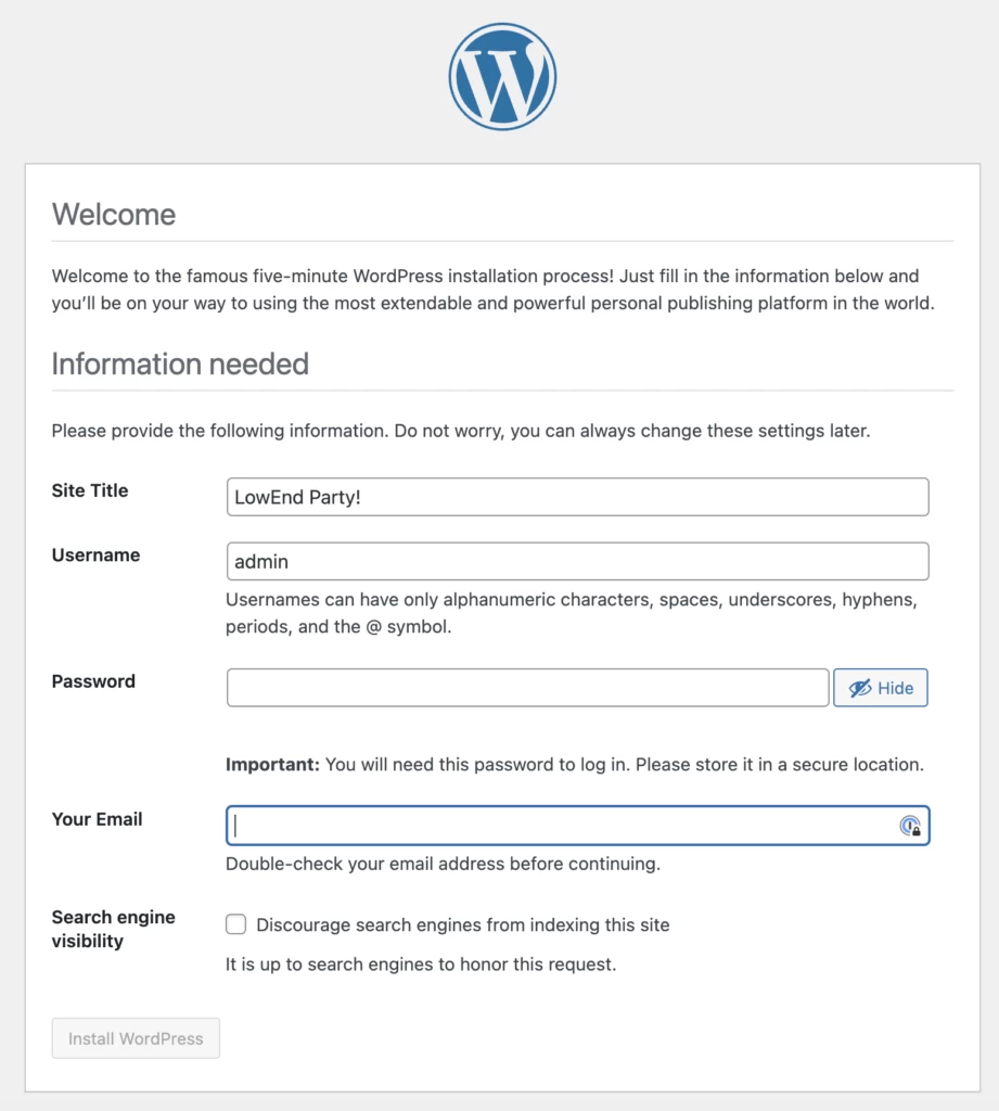 WordPress 安装
